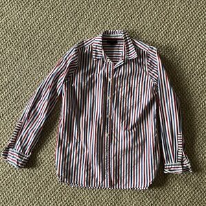 J. Crew Women's Striped Button Down Shirt - Red, Blue, White Size 4
